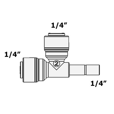 Трійник фітинг 1/4"-1/4"-1/4" (трубка-трубка- стрижень) 