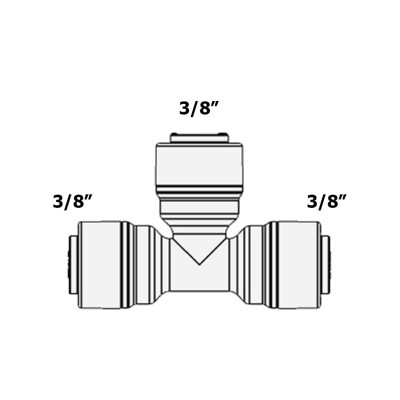 Трійник 3/8"-3/8"-3/8" (трубка-трубка-трубка)