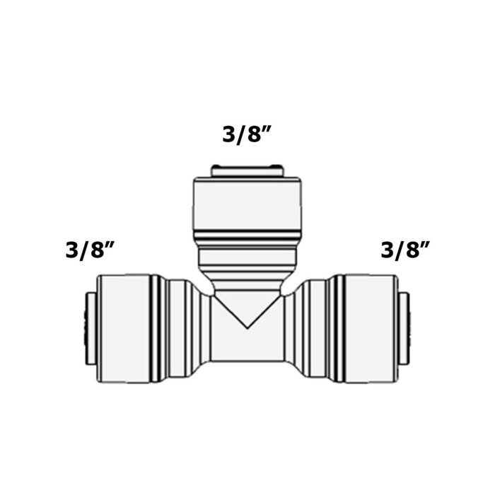 Трійник 3/8"-3/8"-3/8" (трубка-трубка-трубка)